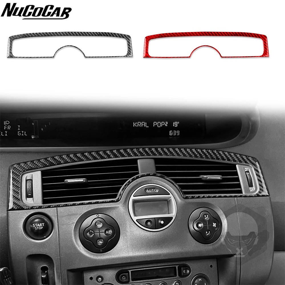 

Для Renault Scenic 2003-2009: накладка на центральную панель вентиляции кондиционера из углеродного волокна, автомобильные аксессуары, декоративные наклейки для интерьера