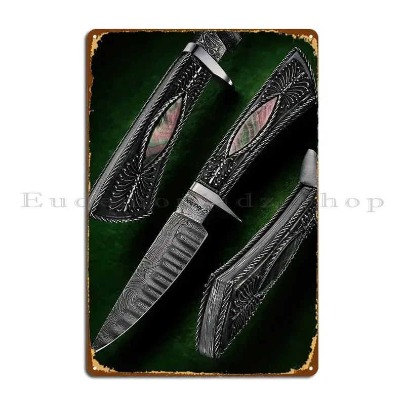 A Handcrafted Hunting Knife Made By Logan Pearce Knives Metal Plaque Poster Living Room Cinema Customized Vintage Garage