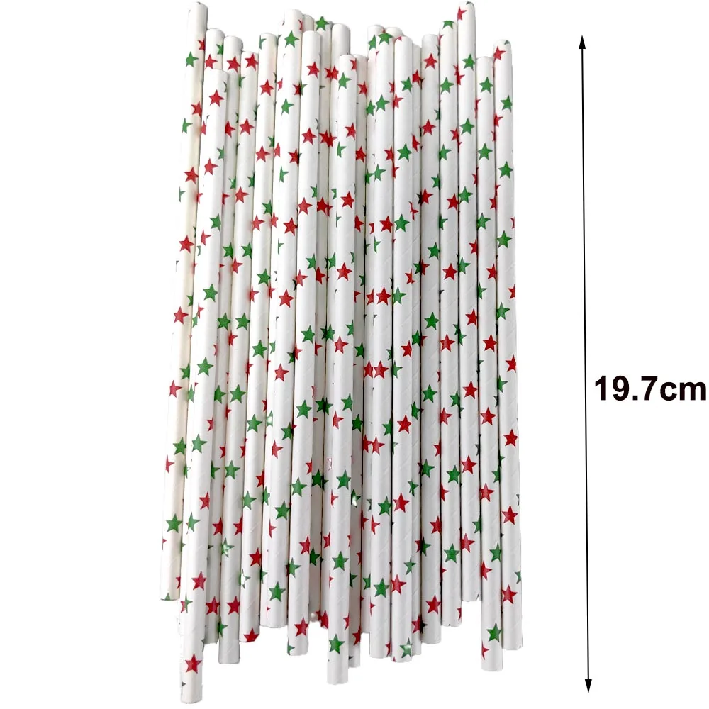 25/50/100szt Boże Narodzenie Ulubione słomki papierowe Choinka Łoś Płatki śniegu Impreza Biodegradowalna słomka do picia na Boże Narodzenie