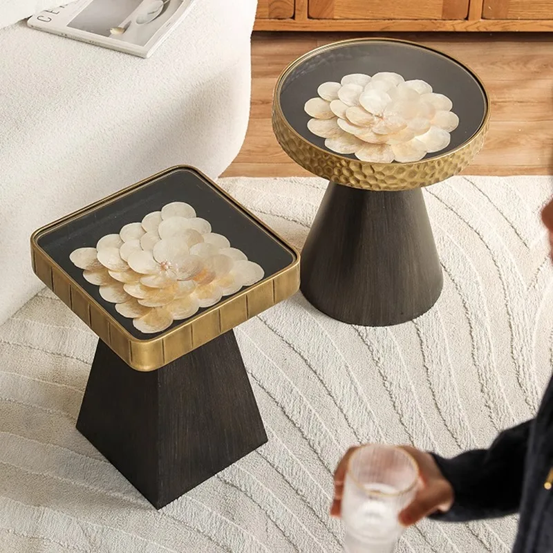 Creative medieval shell edge sofa corner wabi style retro furniture art coffee table household balcony small side