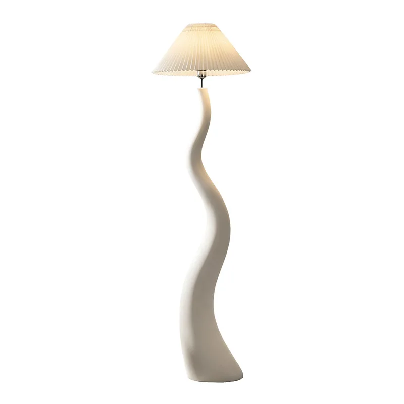 Simple bedroom study atmosphere curved pleated cover decorative floor lamp