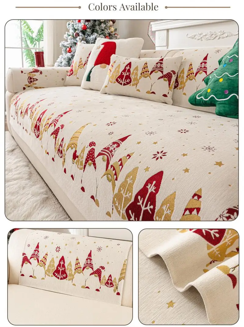 Chenille Weihnachts-Sofabezug Ganzjahres-Rutschfester Universeller Sofabezug Nicht Verblassende und Katzenfeste Sofakissen – Detail 9