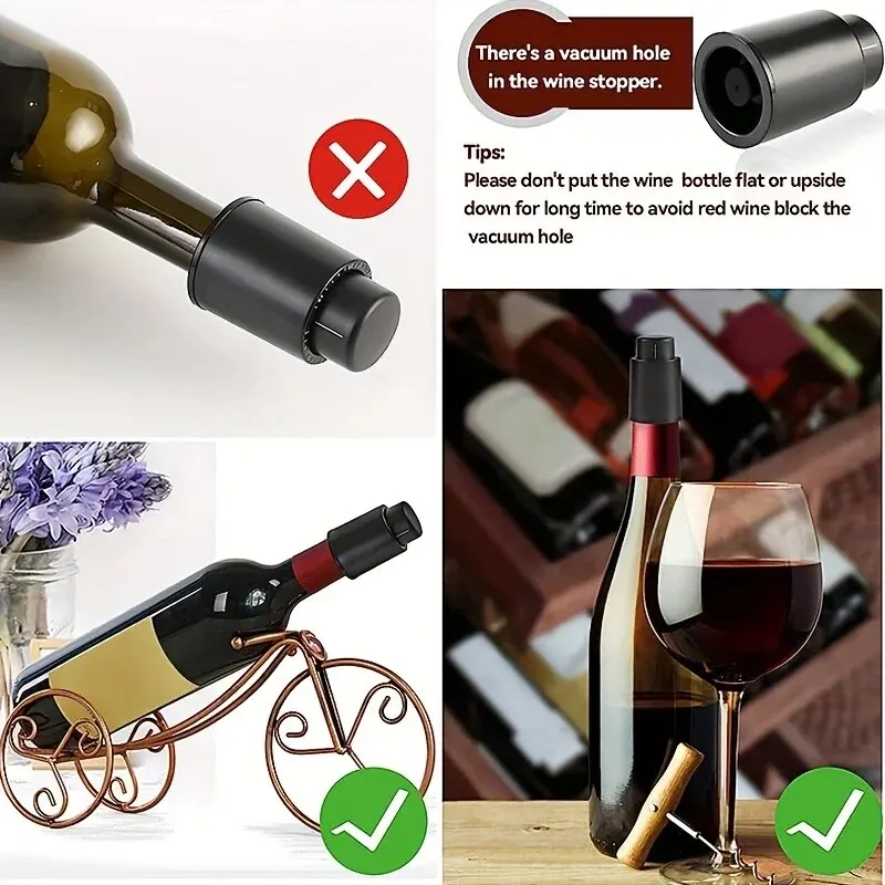 Vacuum Pump Wine Saver Cap Stopper Date Scale Record Retain Preserver For Wine Bottles Corkscrew Kitchen Automatic Keep Fresh