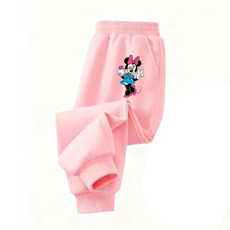

Mickey Mouse Kids Plush Fleece Pants Autumn Winter Windproof Thickened Trousers Children Cold-resistant Fleece Warm Cuffed Pants
