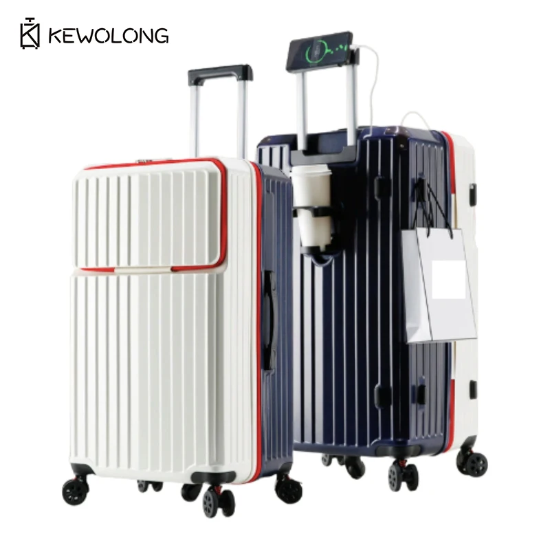 

Новый чемодан с фронтальным открытием и большой вместимостью, многофункциональный прочный чемодан на колесиках с замком TSA, быстрая доставка