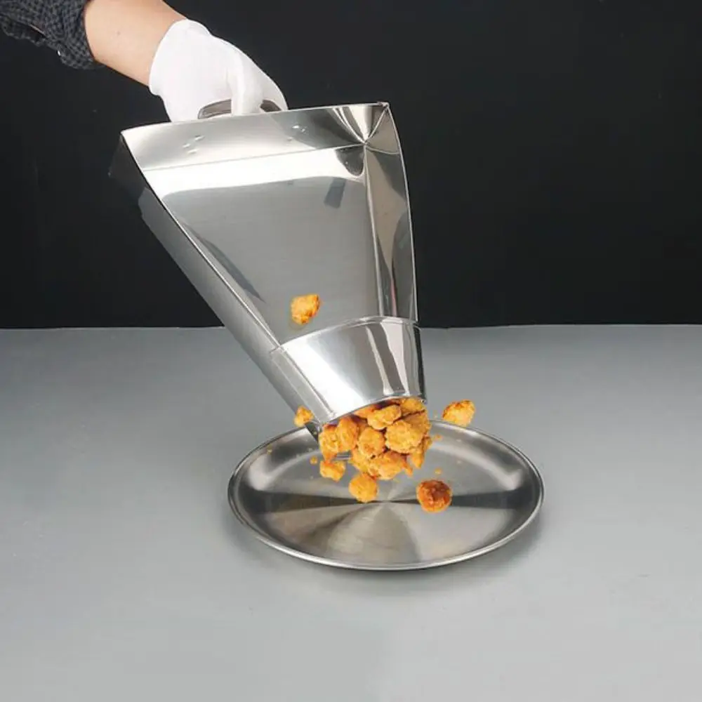 

Совок для жарки из нержавеющей стали с ручкой, многофункциональная воронка, треугольное ведро, упаковка, прочные лопаты для еды