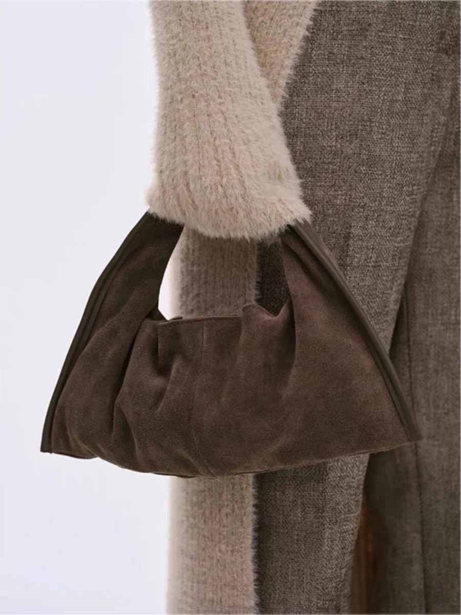 

Trendy Ladies Handbag 2024 New Sle High Quali Deer Skin Velvet Retro Luxury Dumpling Crossbody Bag Soft Briti Sle