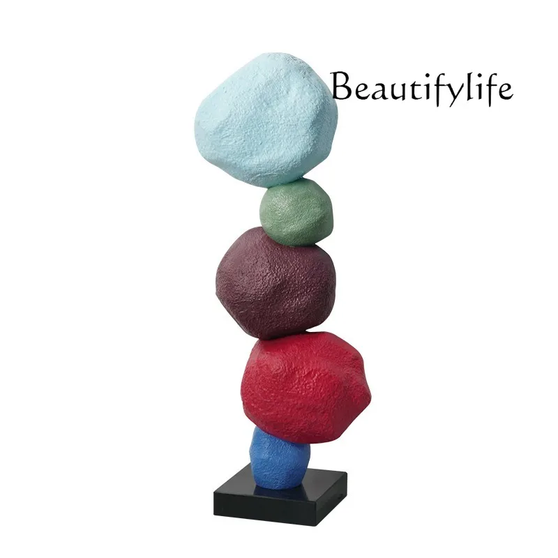 

Modern FRP Colorful Stone Abstract Art Decoration Exhibition Hall Sales Office Hallway Soft Outfit Sculpture