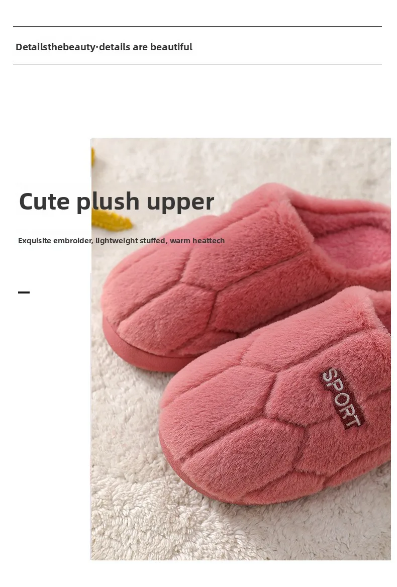 Winter-Plüsch-Hausschuhe für Paare – rutschfeste Hausschuhe mit dicker Sohle, warme, mit Fleece gefütterte Innenrutschen für Männer und Frauen – Detail 5