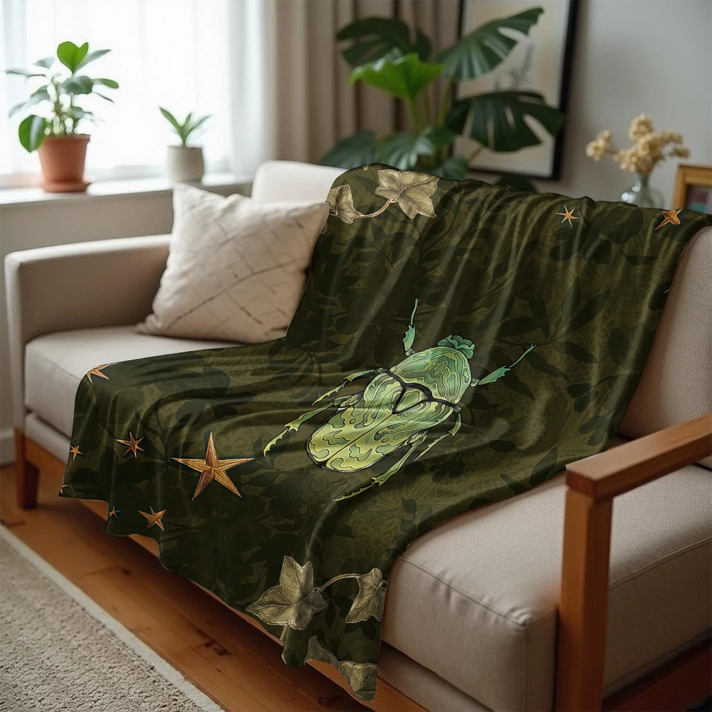 Beetle & Ivy Stars Lightweight Microfiber Soft Christmas Fleece Blanket Warm Cozy Throw for Bed Sofa Office Travel All Season