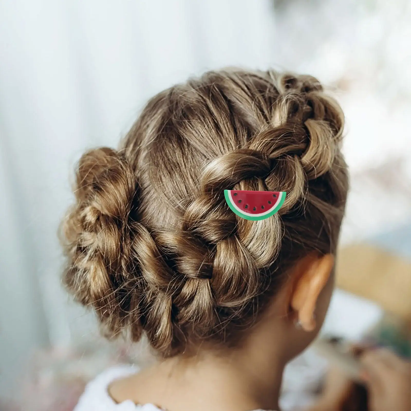 

4Pcs Cartoon Watermelon Hair Clips Acetate Fruit Cute Side Small Hairpins Hair Styling Accessories for Women