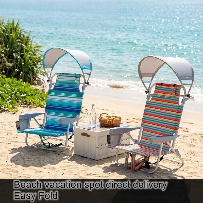 Outdoor Folding Chair Camping Chair Portable Backrest Chair Sunscreen Beach Lazy Outdoor Ceiling