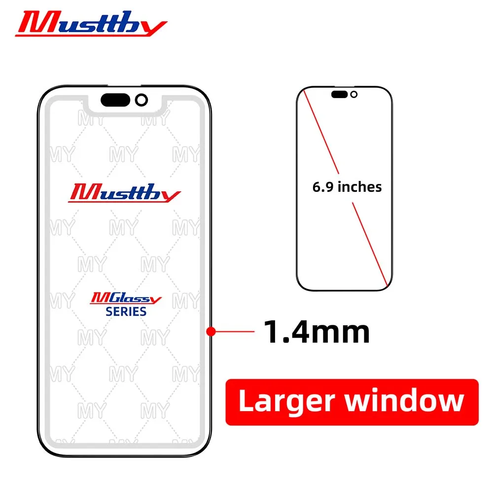 Musttby 5pc 1:1 Similar ORI Touch Screen Glass With OCA Glue for iPhone 16 16pro max 15 Plus 14 13 12 pro Outer Lens Replacement