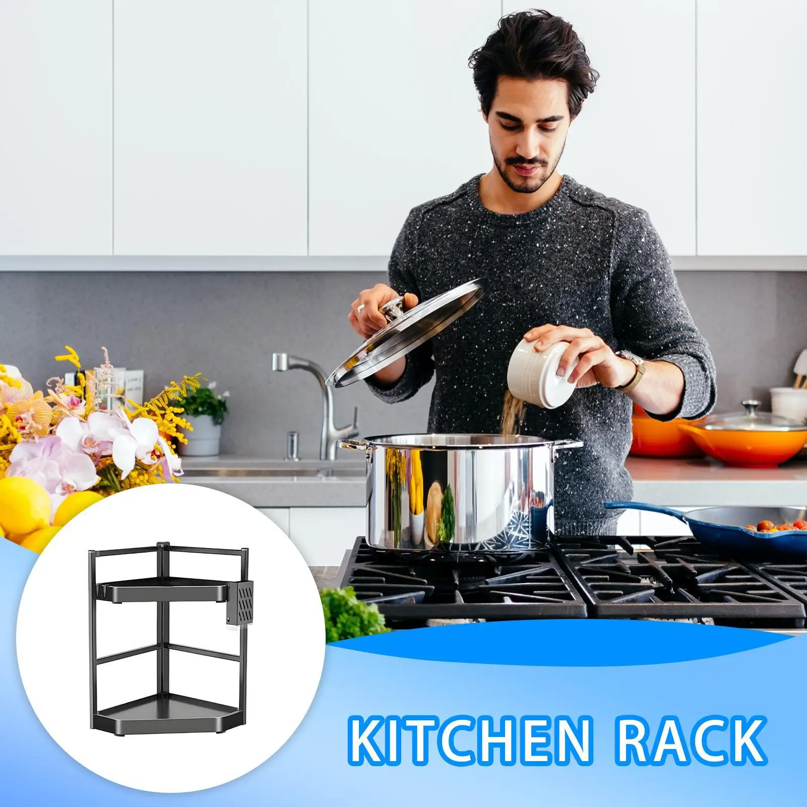 

Кухонные полки для хранения, 2-уровневый устойчивый органайзер для столешницы, ванной комнаты, косметики, простой в использовании