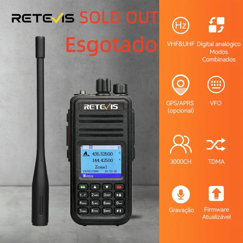 Retevis RT3S radio de comunicação DMR walkie talkie radio cominicador longo alcance FM portátil Digital rádio amador UHF VHF Profesional walkie talkies longa distância radioamador GPS APRS 5W