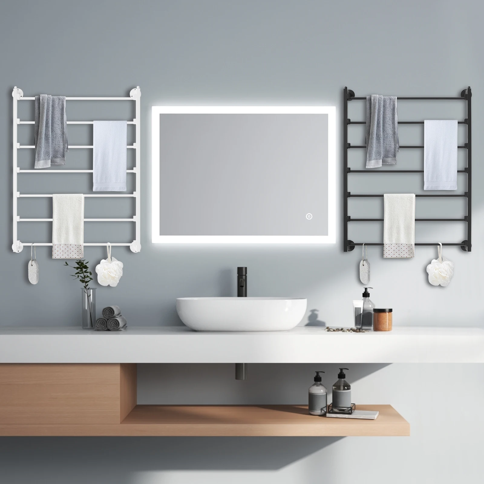 7段スチールリボン収納オーガナイザー、クラフトルーム、フラワーショップ、クリスマスギフト包装紙用の壁掛け包装紙ラック