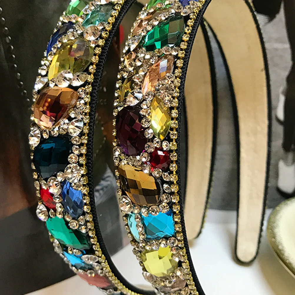 

Elegant Rhinestone Hair Hoops Wide-Edge Crystal Headband Women Headwrap Unique Design Exquisite Craft Gift Idea