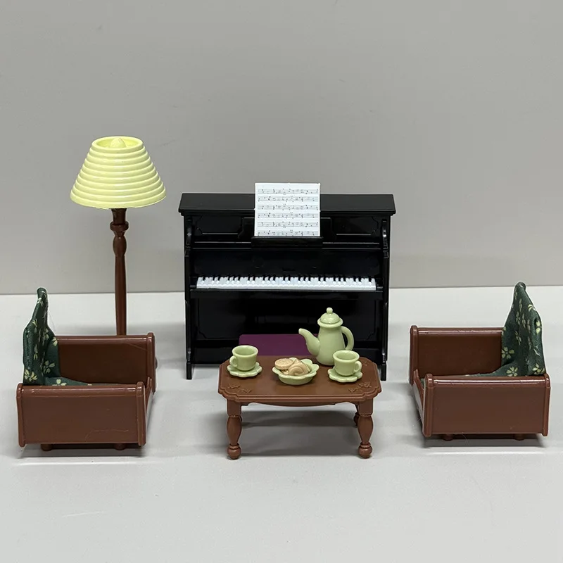 Dolls House Accessories Simulation Piano Sofa Living Room Miniature Scene Decor Ornaments Furniture Model Kids Play House Toys