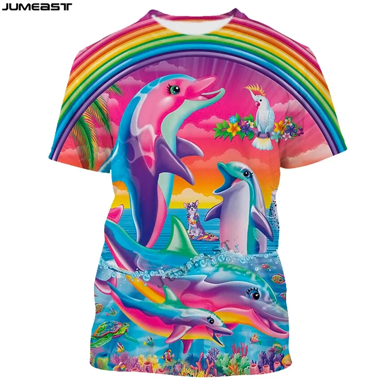 Jumeast Men Women 3D Printed T-Shirt Cartoon Animal Fish Dolphin Short Sleeve Fashion T Shirt Sport Pullover Summer Tops Tees