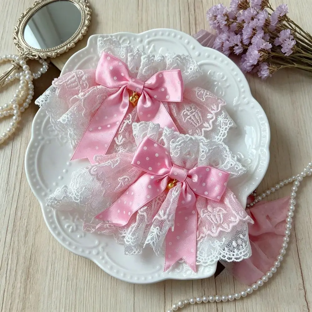 Ruffled Lace Lolita Wrist Cuffs Tulle Design Multicolor Bowknot Sweater Cuff Covers Floral Lace Sweet Satin Fake Sleeve Cuffs