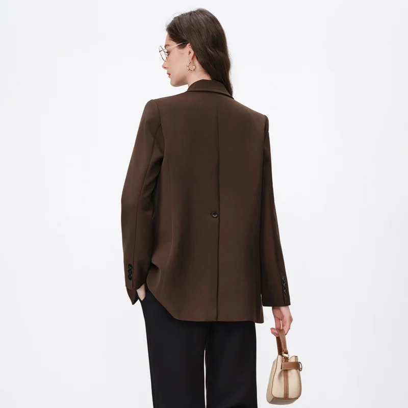 Women's High-End Coffee-Colored Loose-Fit Blazer – New Autumn/Winter 2026 Collection, Two-Button Women's Suit Jacket