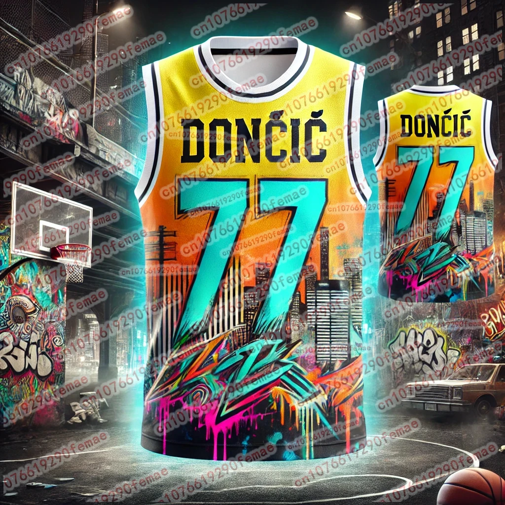 قميص كرة سلة رياضي كلاسيكي 77 Dončić مطبوع للرجال في الهواء الطلق للراحة اليومية والتهوية وماص العرق #3