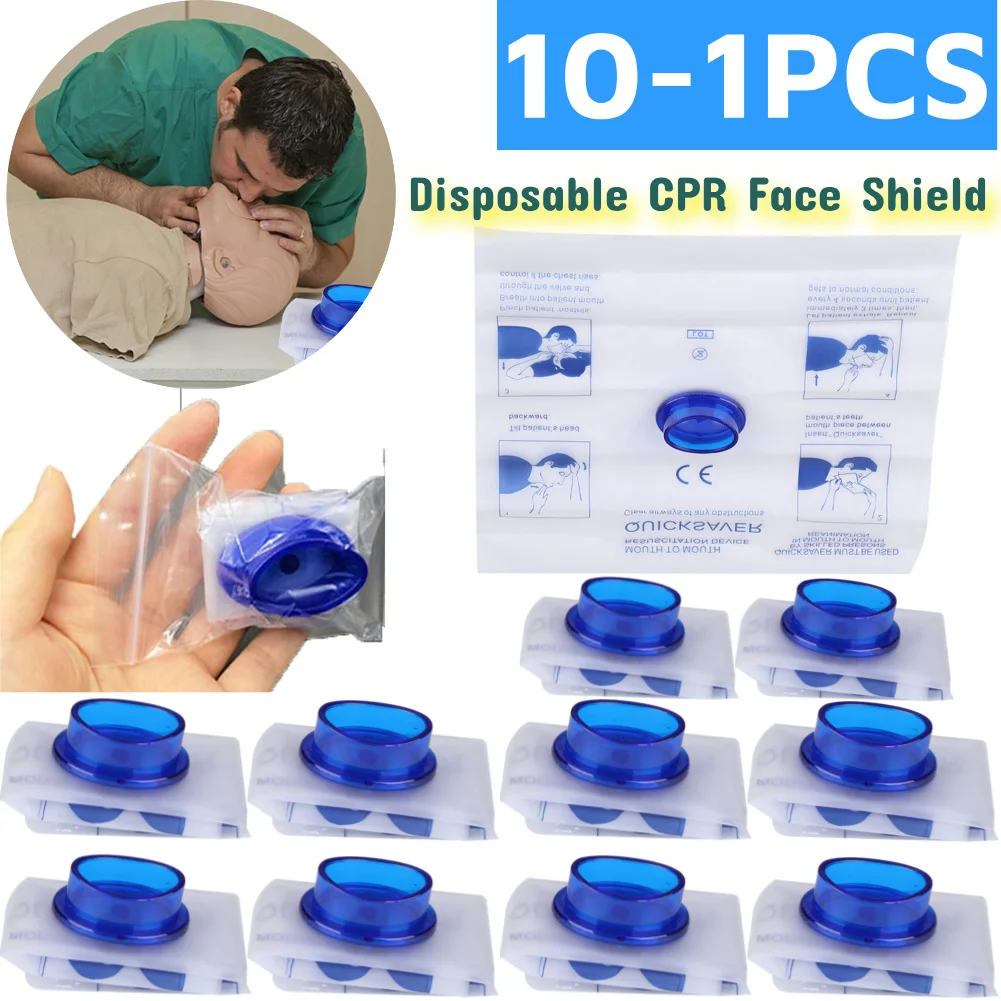 10-1pcs Disposable CPR Face Shield Portable Emergency Aid Artificial Respiration Breathing Mask First Responder CPR Barrier