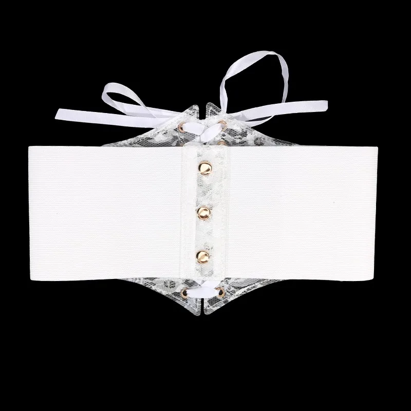 نسخة واسعة عصرية من الدانتيل الشفاف حزام الخصر الخصر ختم المرأة فستان متعدد الاستخدامات مزين بخصر مطاطي من الدانتيل