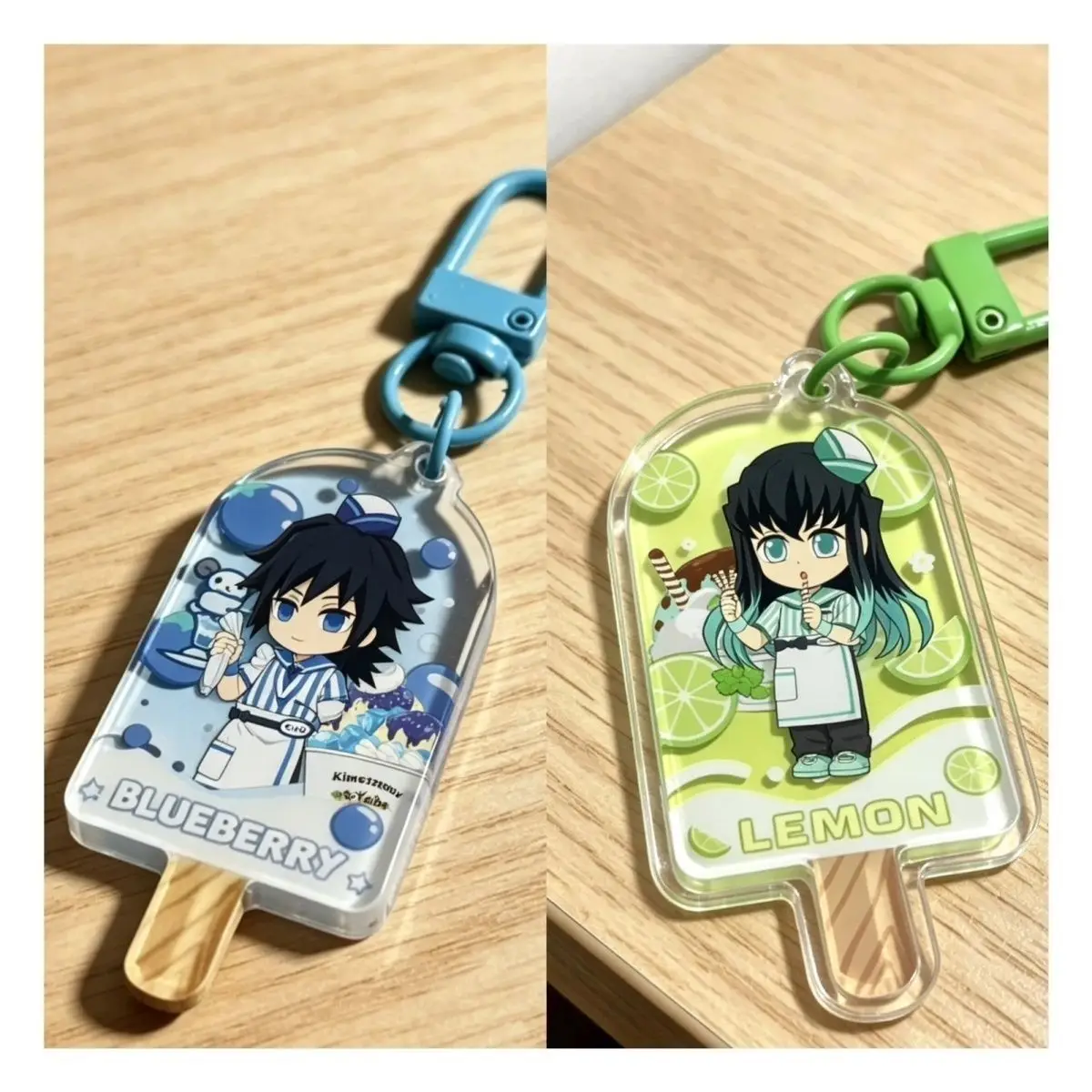 Demon Slayer Q Version Keychain, Ice Cream Style Tokitou Muichirou Tomioka Giyuu Cute Pendant, Exquisite Anime Accessories
