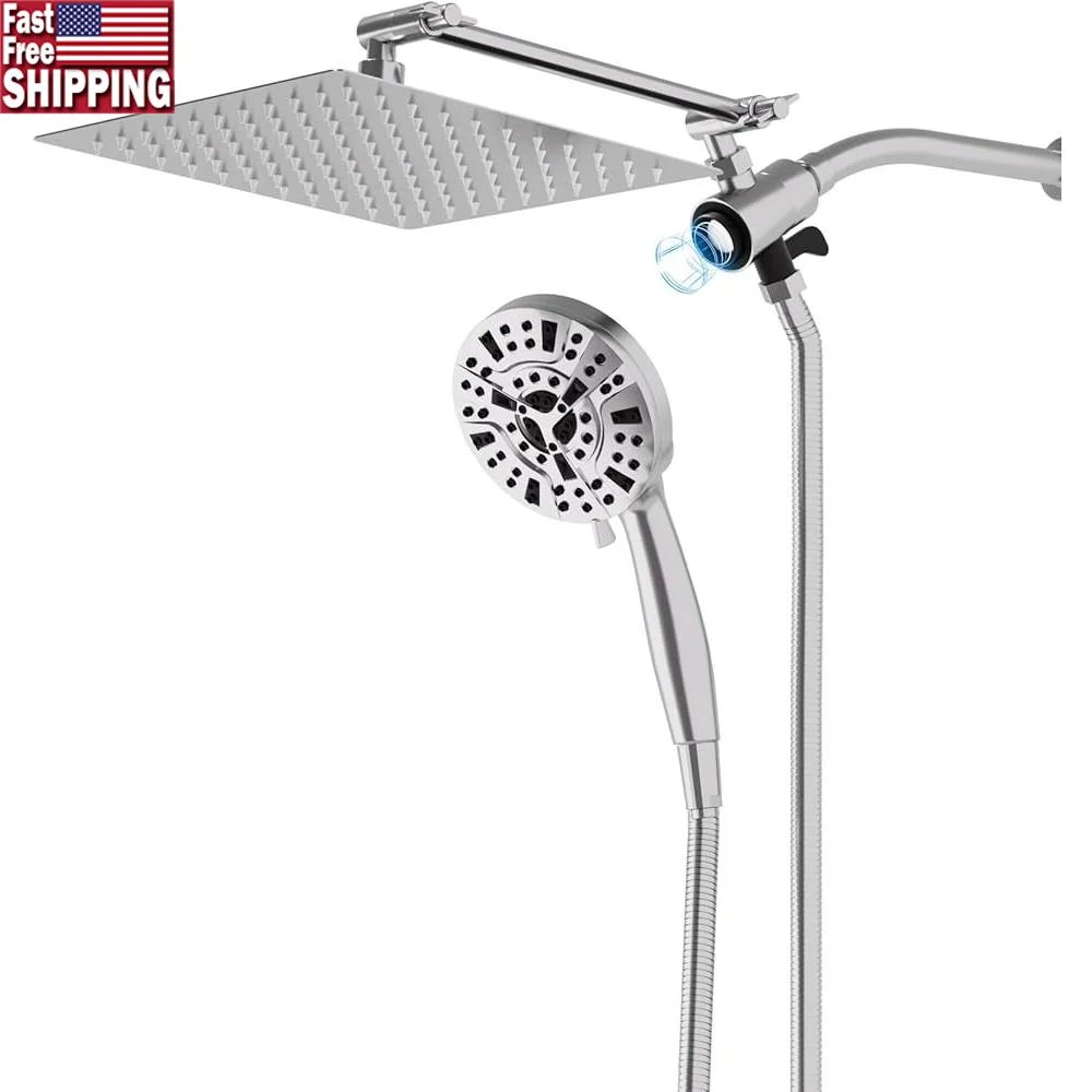 

10" Rain Shower Head Handheld Combo 8 Mode Filtering Shower with Magnetic Docking Adjustable Extension Arm Leak Proof Design