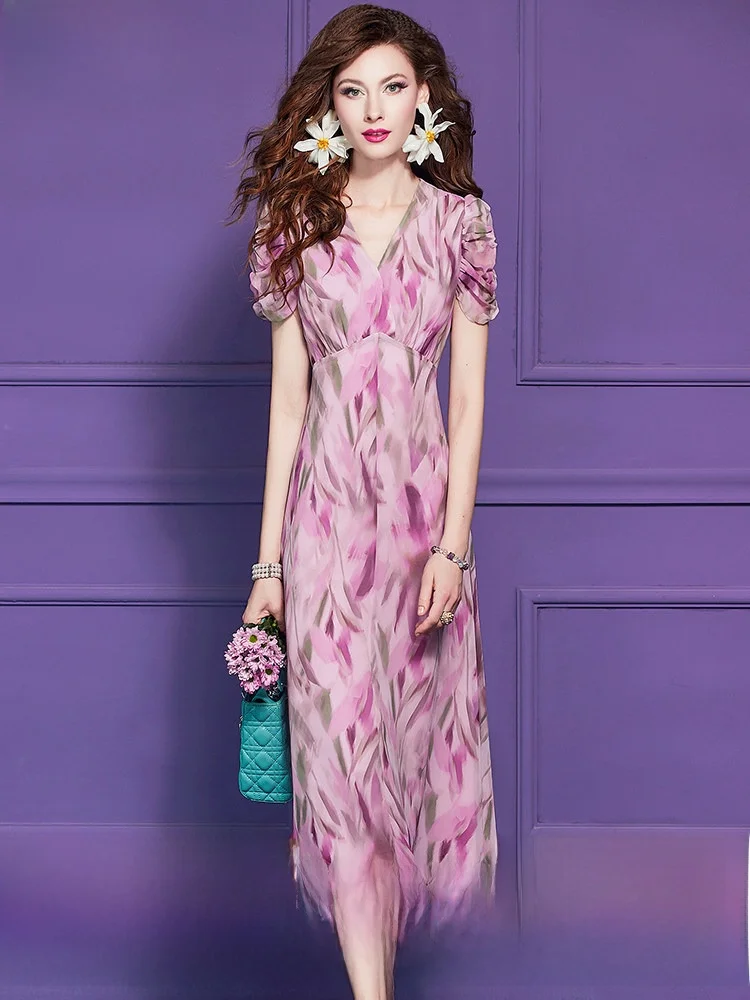 

Женское летнее макси-платье Phoebe с цветочным принтом, коротким рукавом, V-образным вырезом, завышенной талией, А-силуэта, для города и повседневной носки, стройнящее