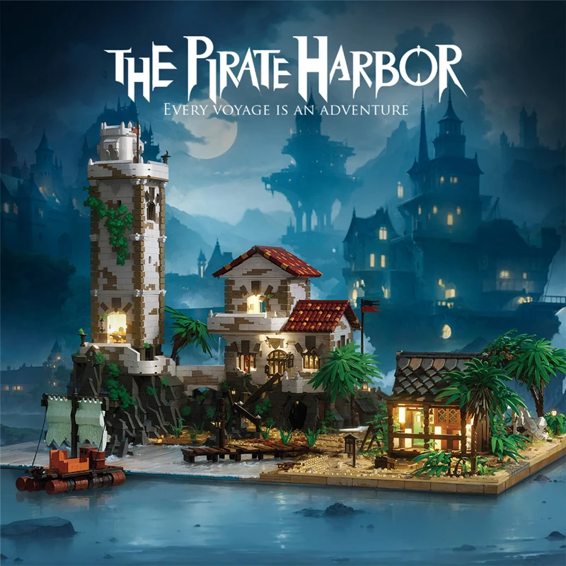 

New 33923 8205pcs MOC Pirate Bay Building Blocks Assembling City Street View Bricks Model DIY Toys for Boys birthday Gift Set