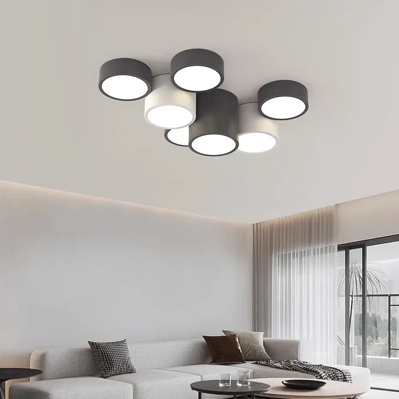 Nordic Minimalist Led Ceiling Lamp Black White Cylinder Living Room Bedroom Corridor Ceiling Chandeliers Decor Lighting Fixtures