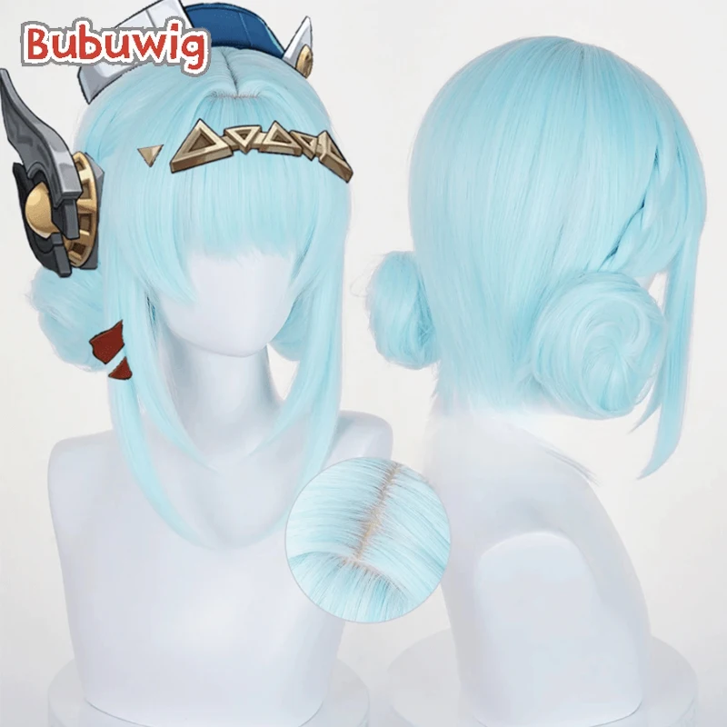 bubuwig-synthetic-hair-ineffa-cosplay-wigs-with-buns-genshin-impact-ineffa-30cm-short-straight-light-blue-wig-heat-resistant