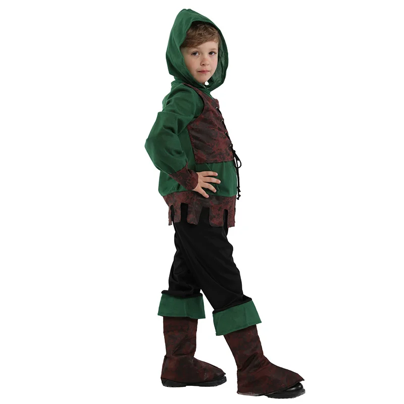 Costume per bambini Archer Costume da cacciatore per ragazzi Robin Hood Cosplay per Halloween Purim Carnival Party outfit