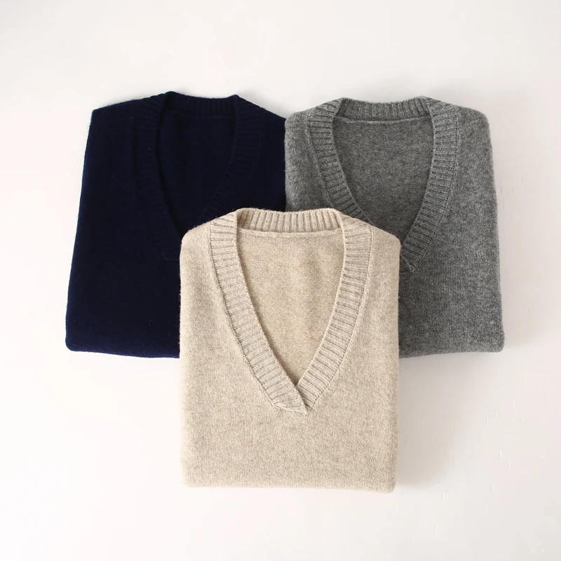 Women V-neck Vest Pullover Autumn Winter 100% Merino Wool Sweater Sleeveless Knitwear Irregular Hem Cashmere Waistcoat Clothing