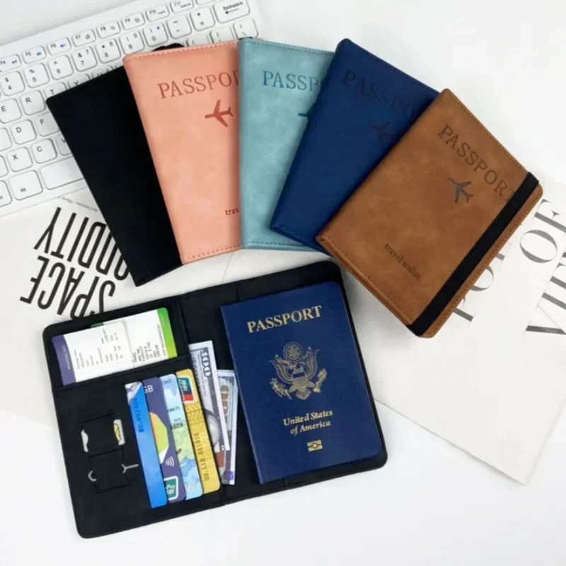 RFID Blocking Travel Wallet Passport Holder with SIM ID Credit Card Slot Passpot Cover Case Sleeve PU Leather Passport Protector