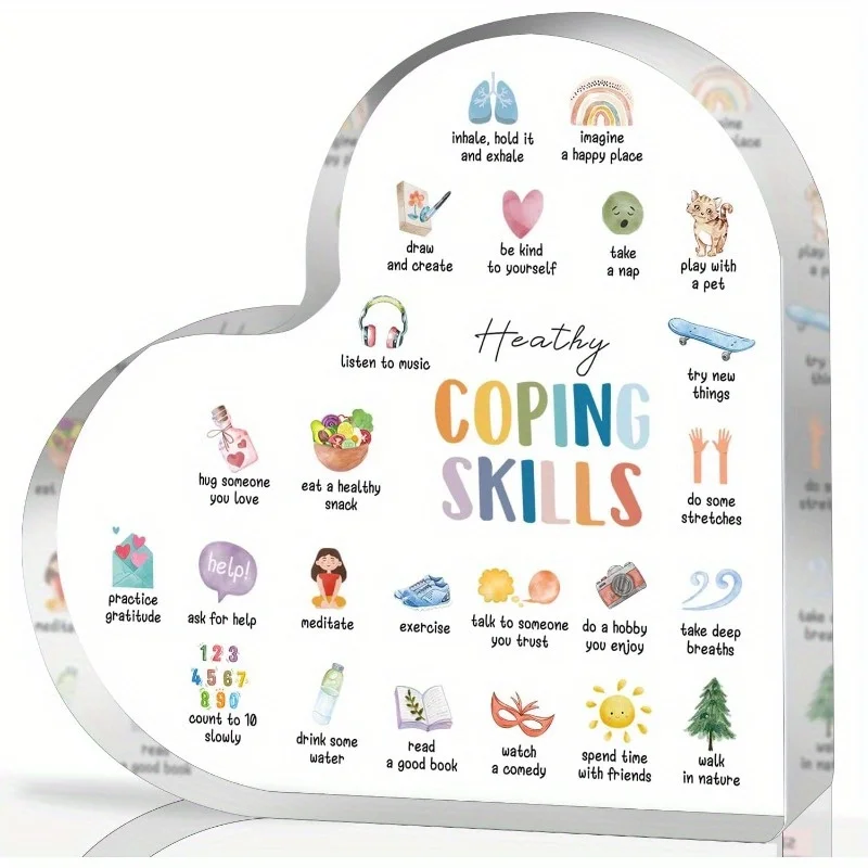 Boho/Modern Healthy Coping Skills Decor – Office/Home Desk Decor, Perfect Gift for Women & Mom