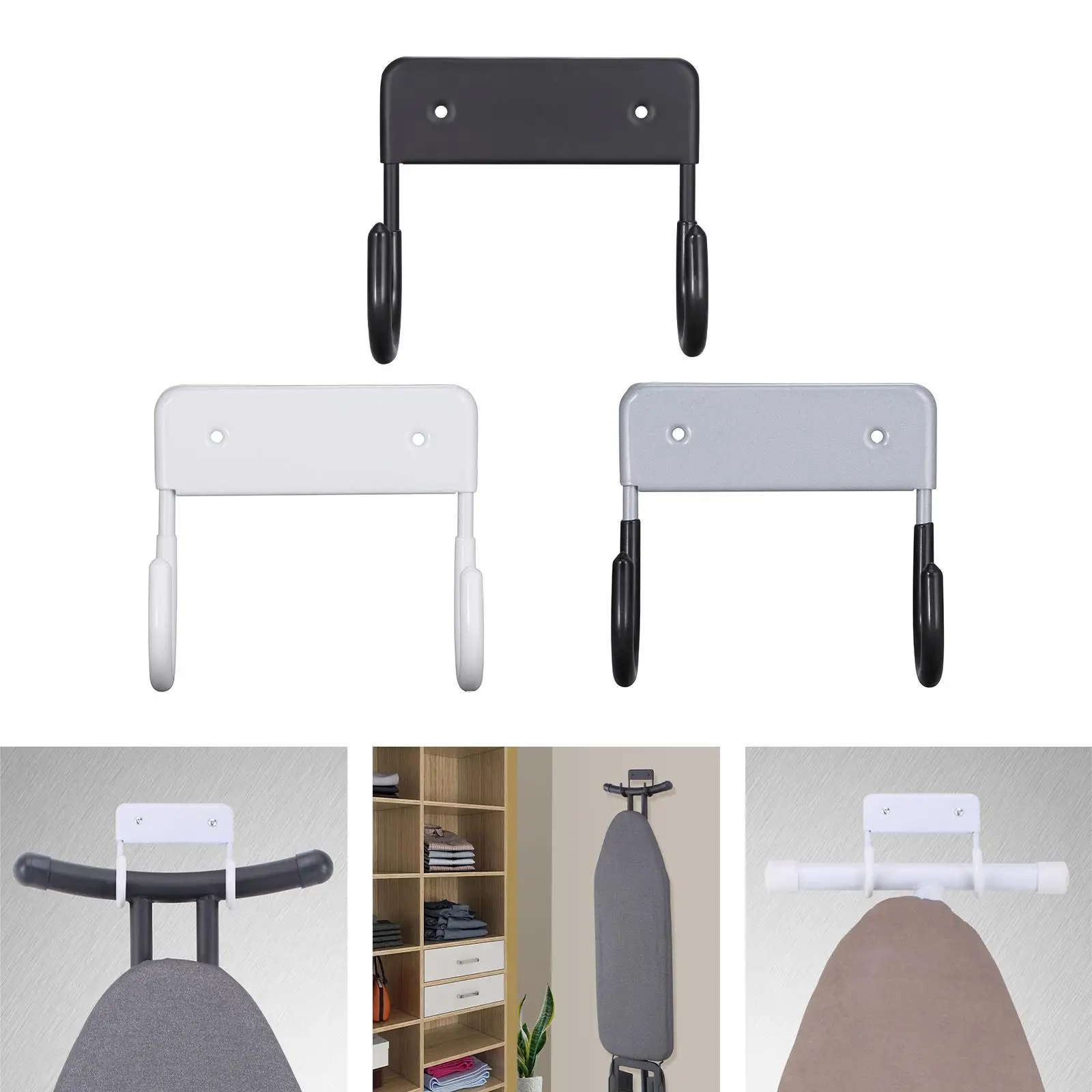 Ironing Board Wall Mount Hanger Holder Iron Board Organizer Wall Rack Hanger Hook Over Door Storage Sturdy Easy Installation