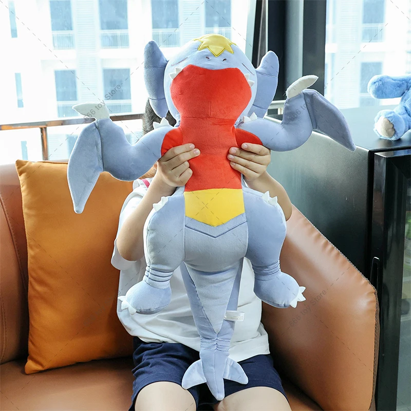 New Big Size Pokemon Sleeping Garchomp Plush Pillow Cushion Animal Stuffed Toy Bedroom Sofa Dolls Gifts 59x44x23cm