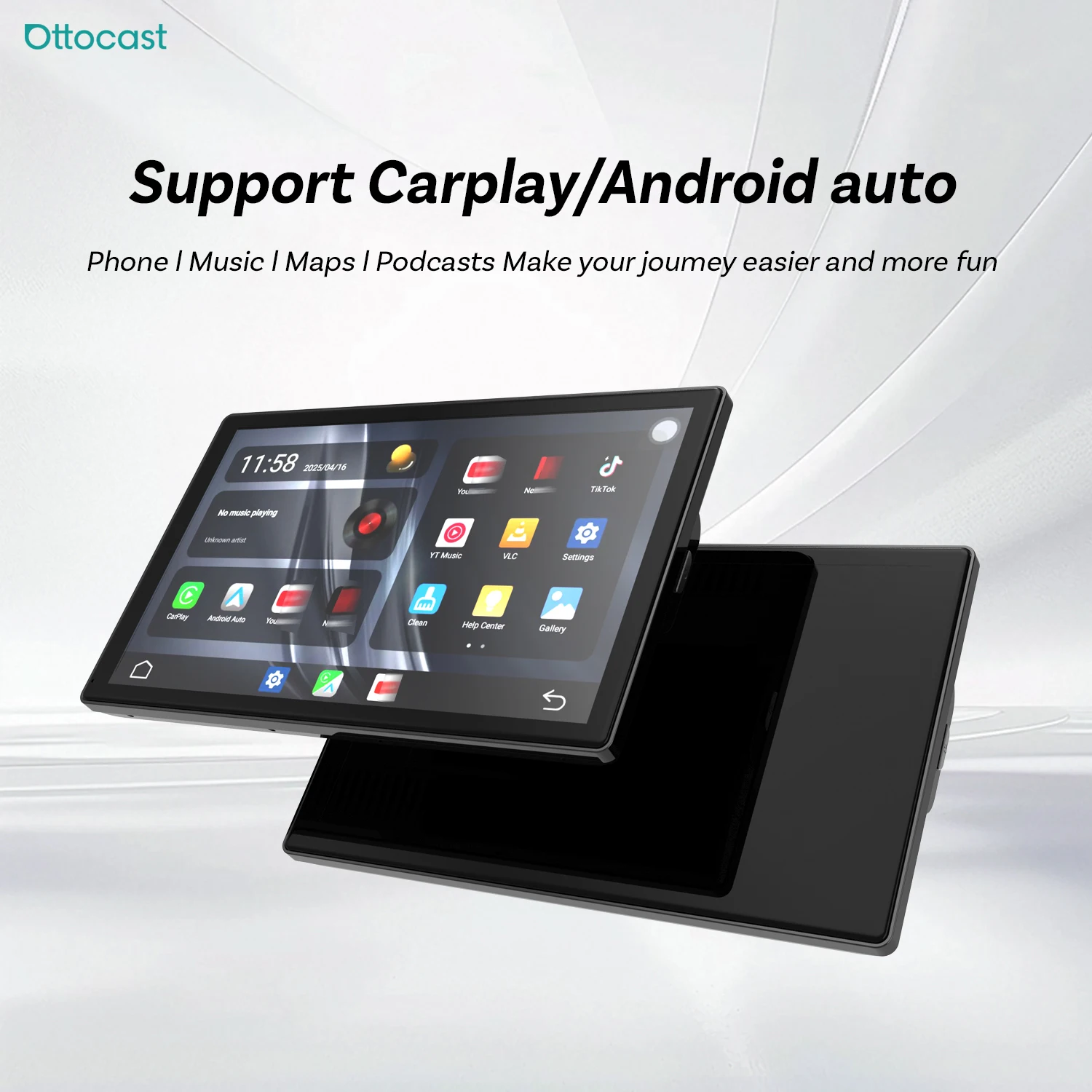 Ottocast 9 Inch Car Touch Screen Wireless Carplay Android Auto Portable Dash GPS Multimedia Built In Video for Youtube 2025