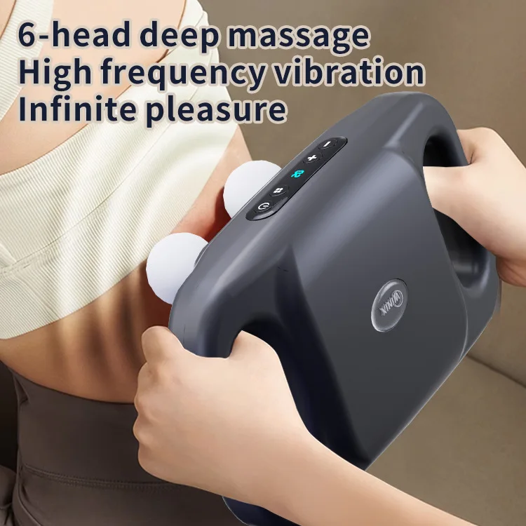 Six-head Fascia Gun Wireless Waist and Back Massager High-Frequency Vibration Body Relaxation Massager Shoulder Calf Massage Gun