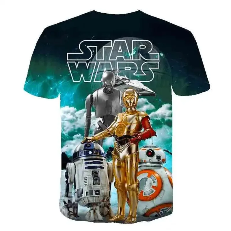 Star Wars 3D Full Print T-Shirt Men's Casual Short Sleeve Movie Graphic Tee Family Streetwear Top for Fans Daily Wear & Gift