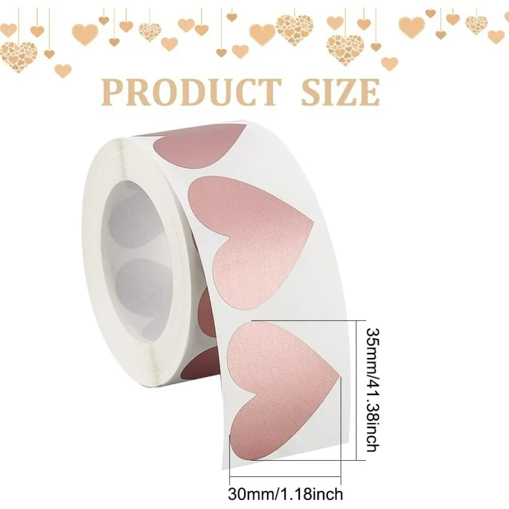 1 Roll 300 pcs Heart Scratch Off Stickers Labels 3.5mm Rose Gold Scratch Sticker for DIY Scratch-Off Cards Film Password