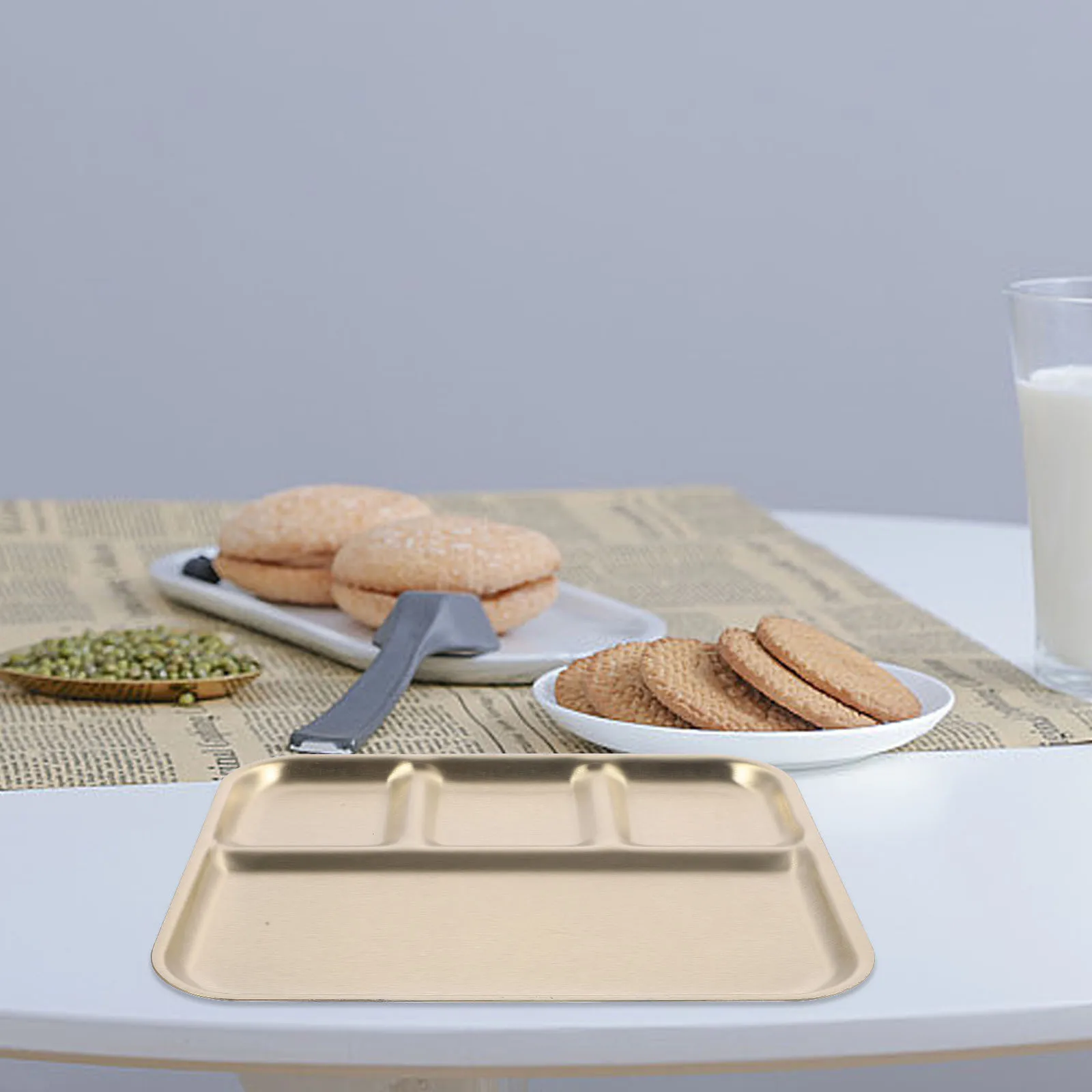 

Stainless Steel Seasoning Plate Multi Compartments Easy Clean Resistant Stains Versatile Home Tableware Dining