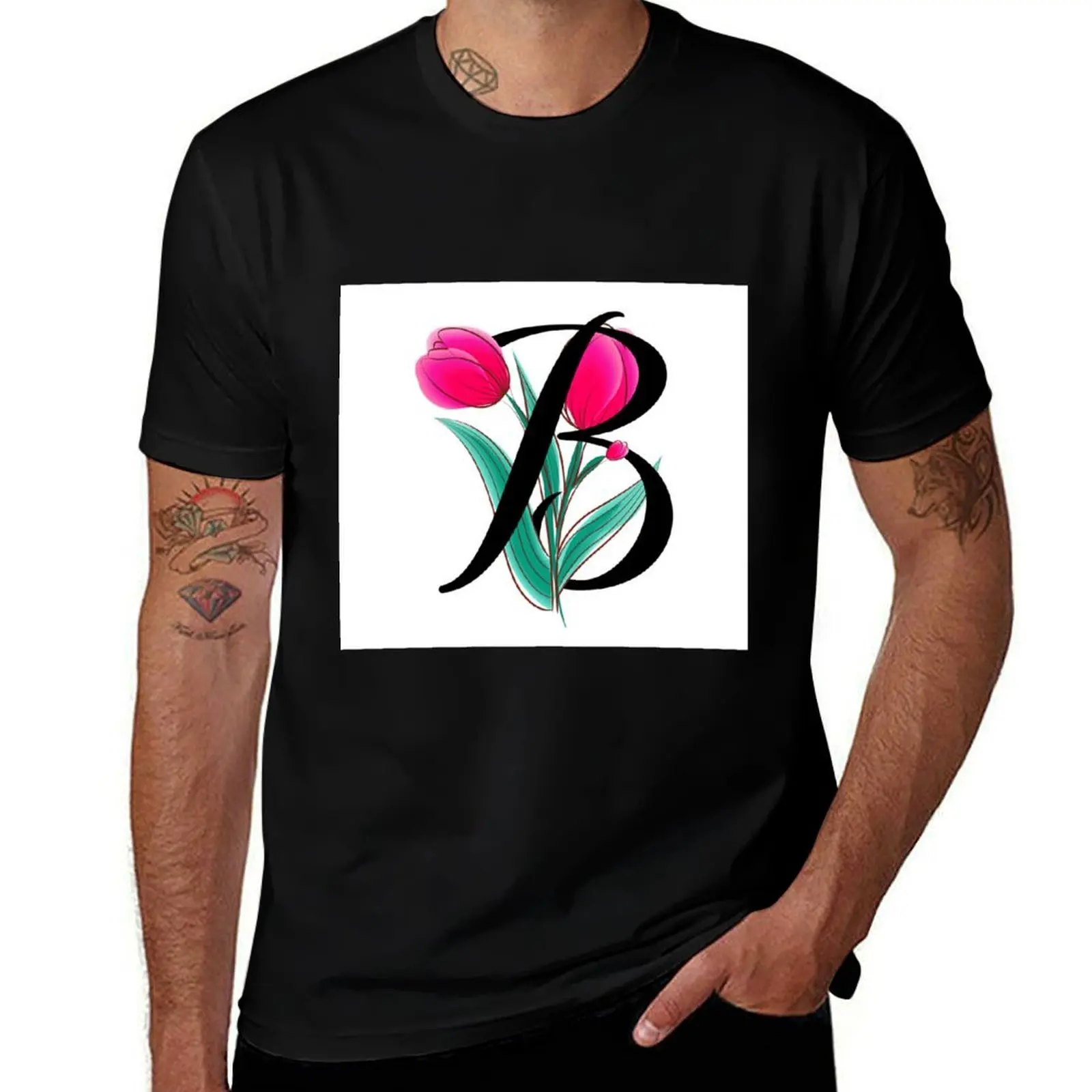 

Letter B tulip T-Shirt Large Size Short Sleeve T-Shirt