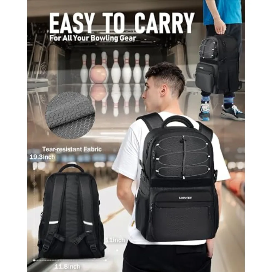 Bowling Ball Bag, Single Bowling Backpack with Shoe Totes Bag Up to Size 16, Padded Ball Holder Bag, Accessories Gifts for Love view 6