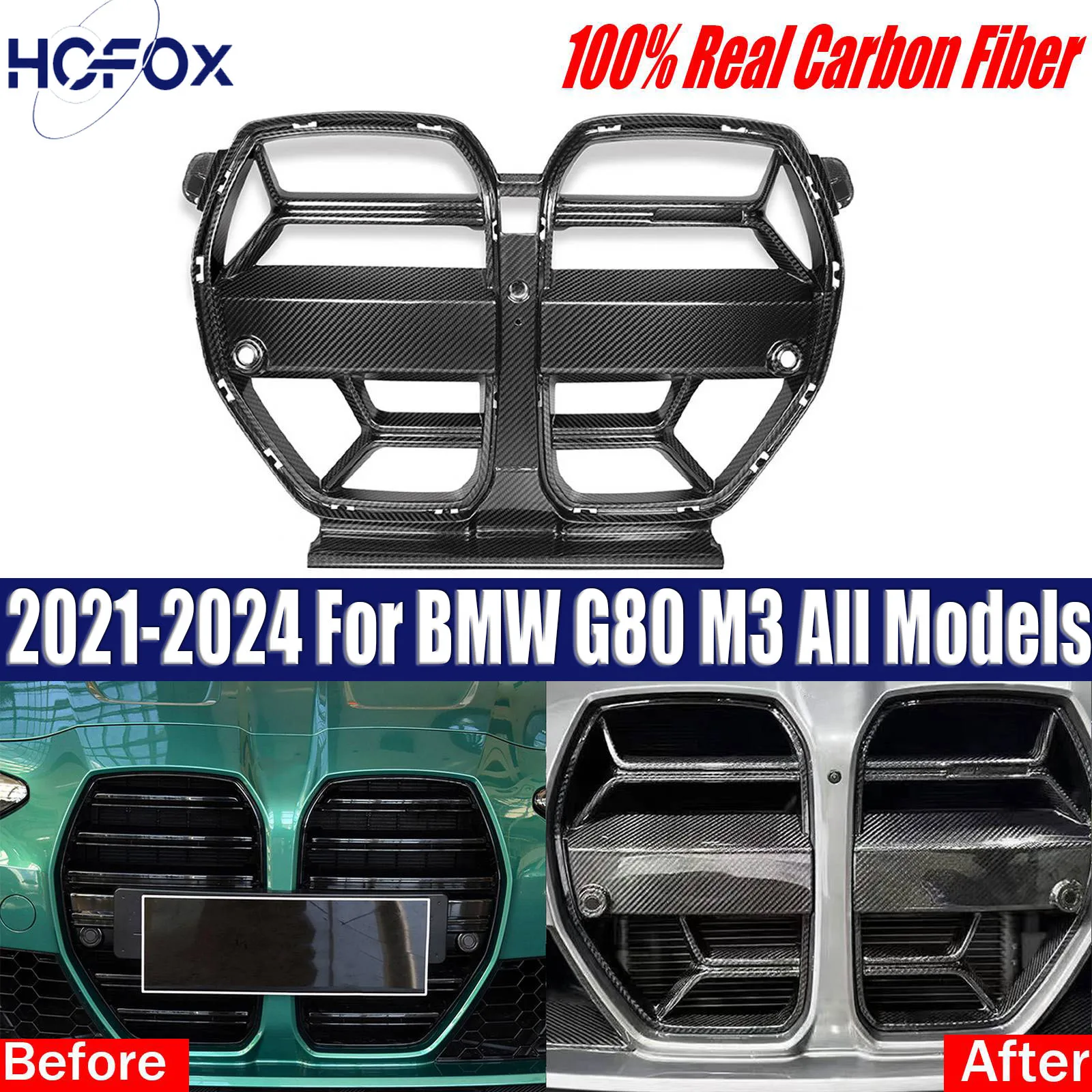 

Car Front Bumper Grill Grille FOR BMW M3 G80 M4 G82 G83 CSL STYLE REAL CARBON FIBER NOSE GRILL GRILLE