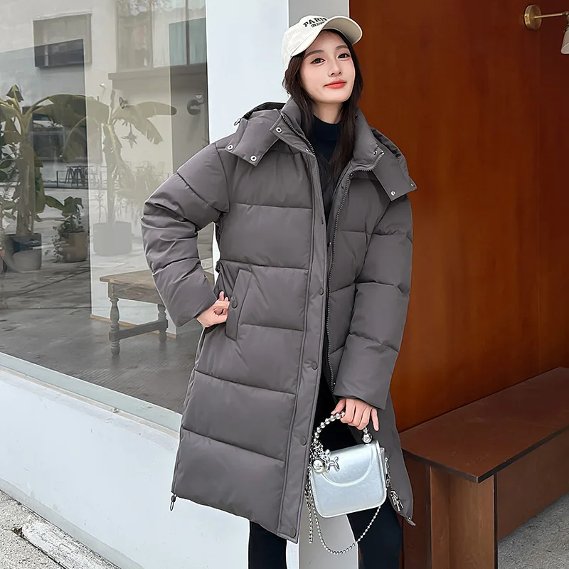 Korean Fashion 2026 Winter New Solid Color Long Sleeve Hooded Cotton Jacket Women's Fashion Versatile Simple Warm Casual Jacket