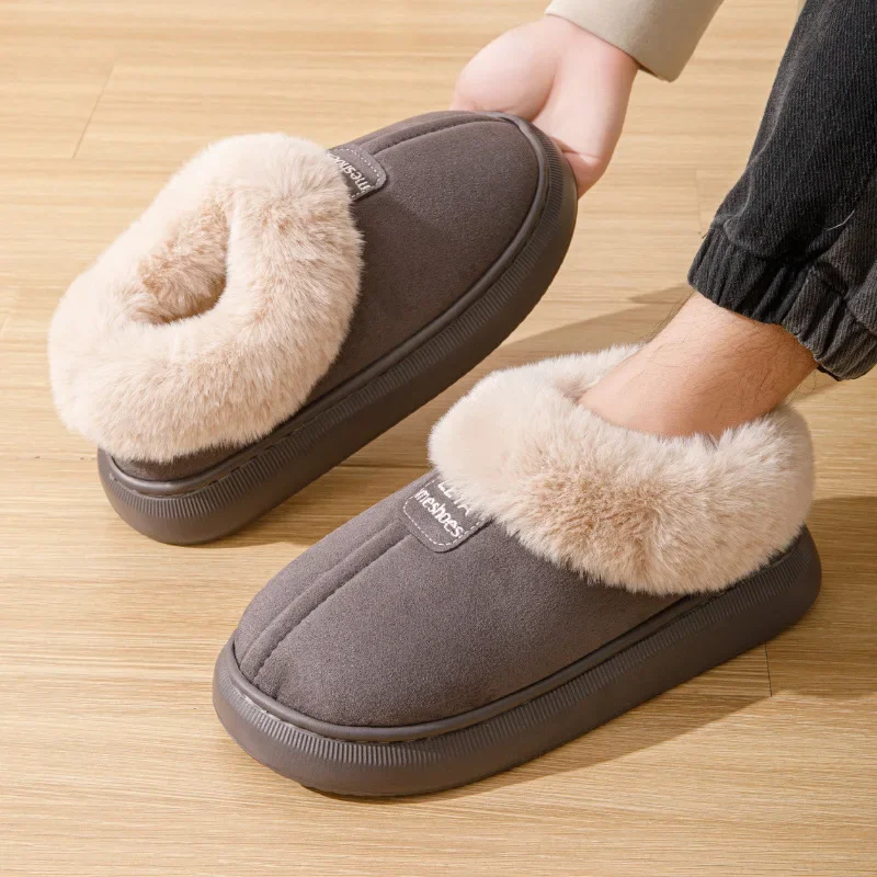 Damen Baumwoll pantoffeln Winter Plüsch flauschig neues Paar Indoor dicke Sohle Plattform bequeme Anti-Rutsch-Herren Baumwoll schuhe